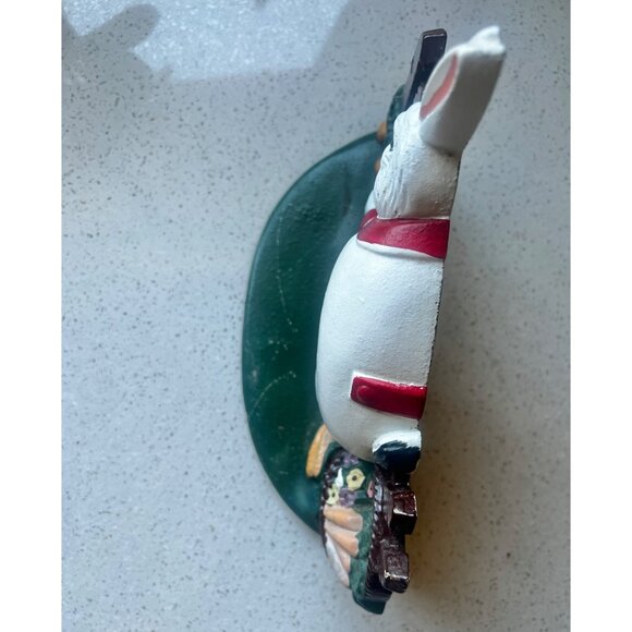 White Rabbit Cast Iron Door Stop With Fence & Basket Hand-Painted Vintage - Picture 7 of 12